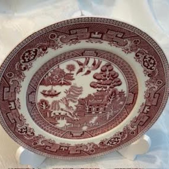 Alfred Meakin Pink Transferware Willow Ware Dinner Plate Willow Floral Design - Picture 8 of 12